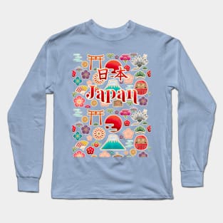 Nihon Kuni - another plethora of Japanese motifs in watercolor style Long Sleeve T-Shirt